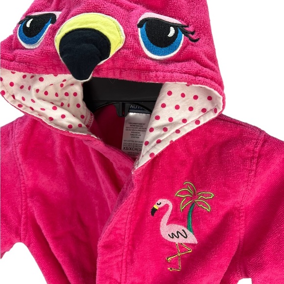 Nautica Terry Cloth Hooded Robe Swim Coverup Neon Pink Flamingo youth size XS - Picture 7 of 10